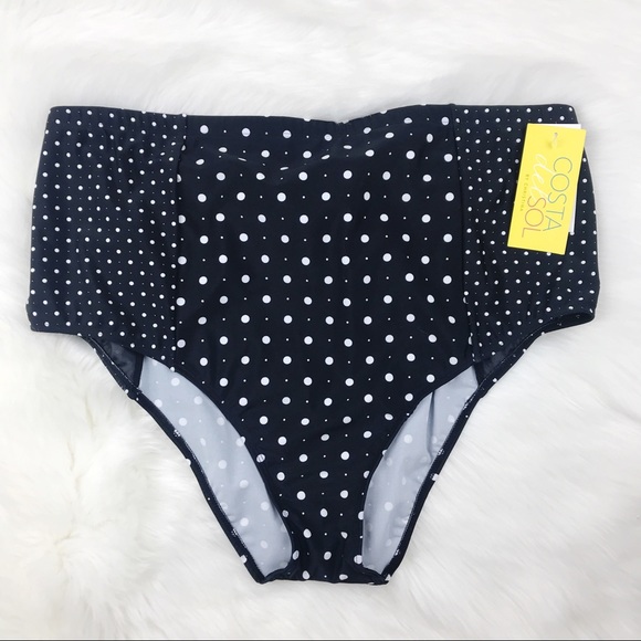 polka dot high waisted bikini bottom